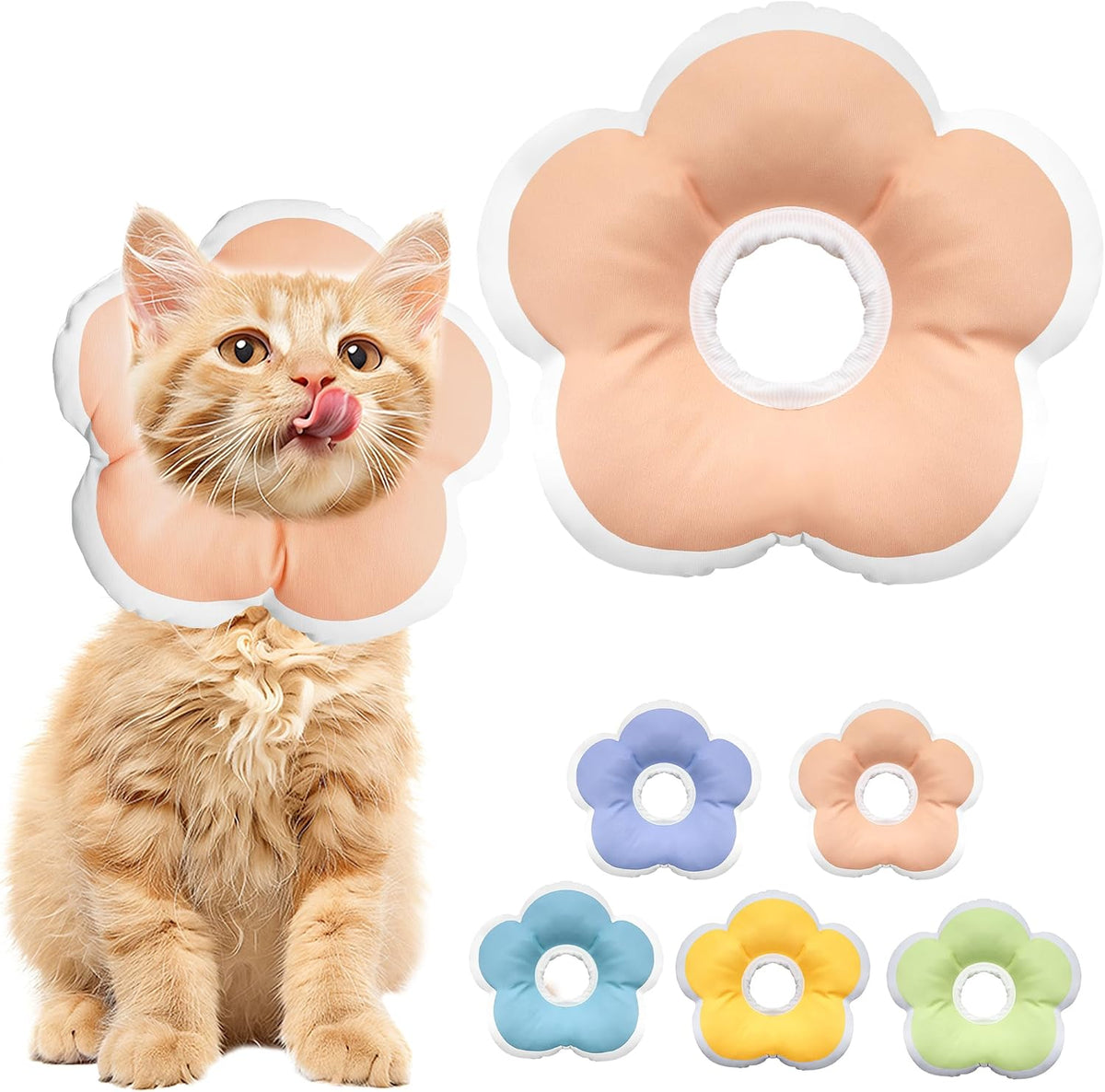 Maalgic Soft Cat Cone Collar front view in pastel orange on a kitten.