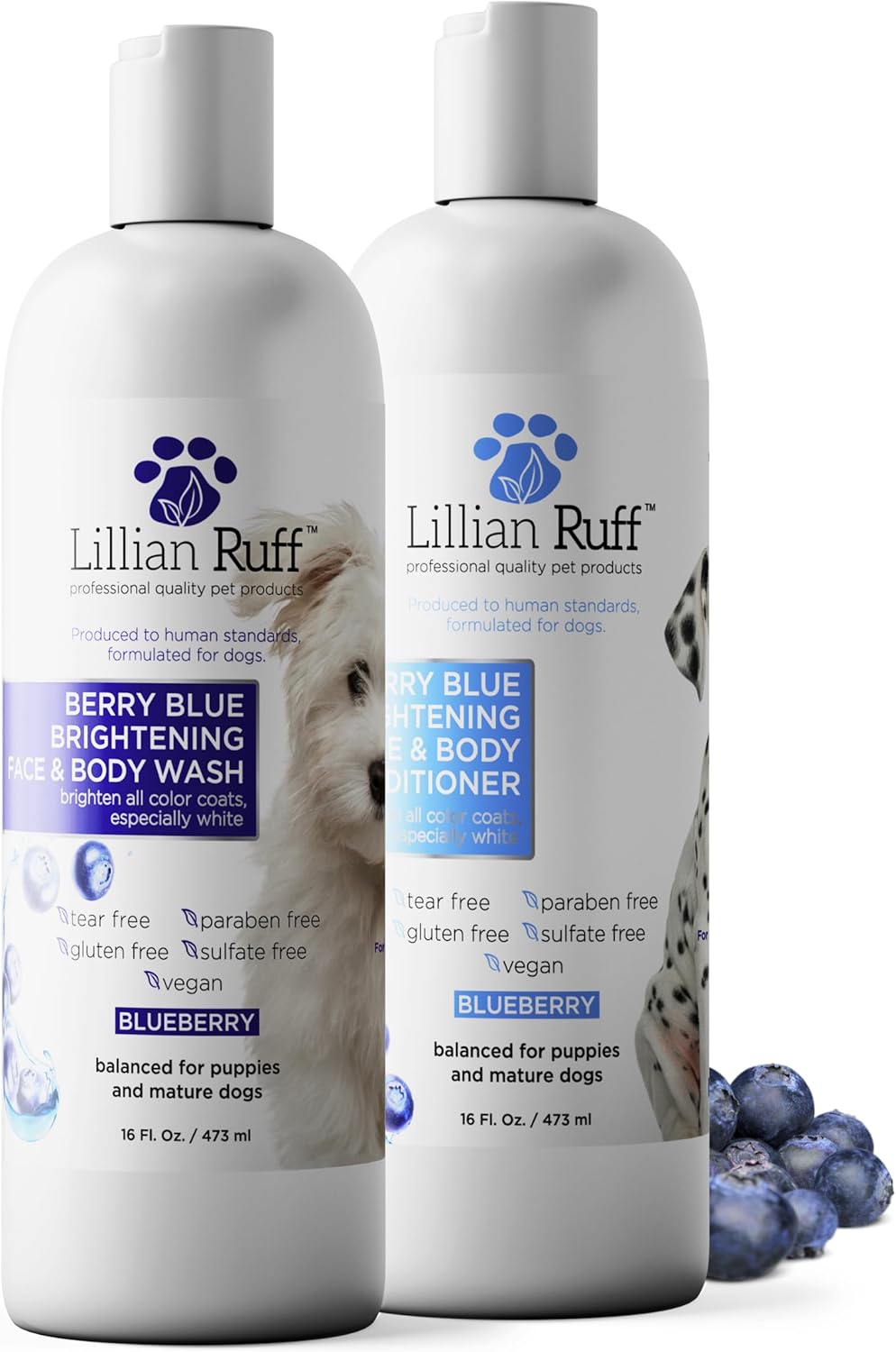 Tear-free brightening shampoo for white dog coats