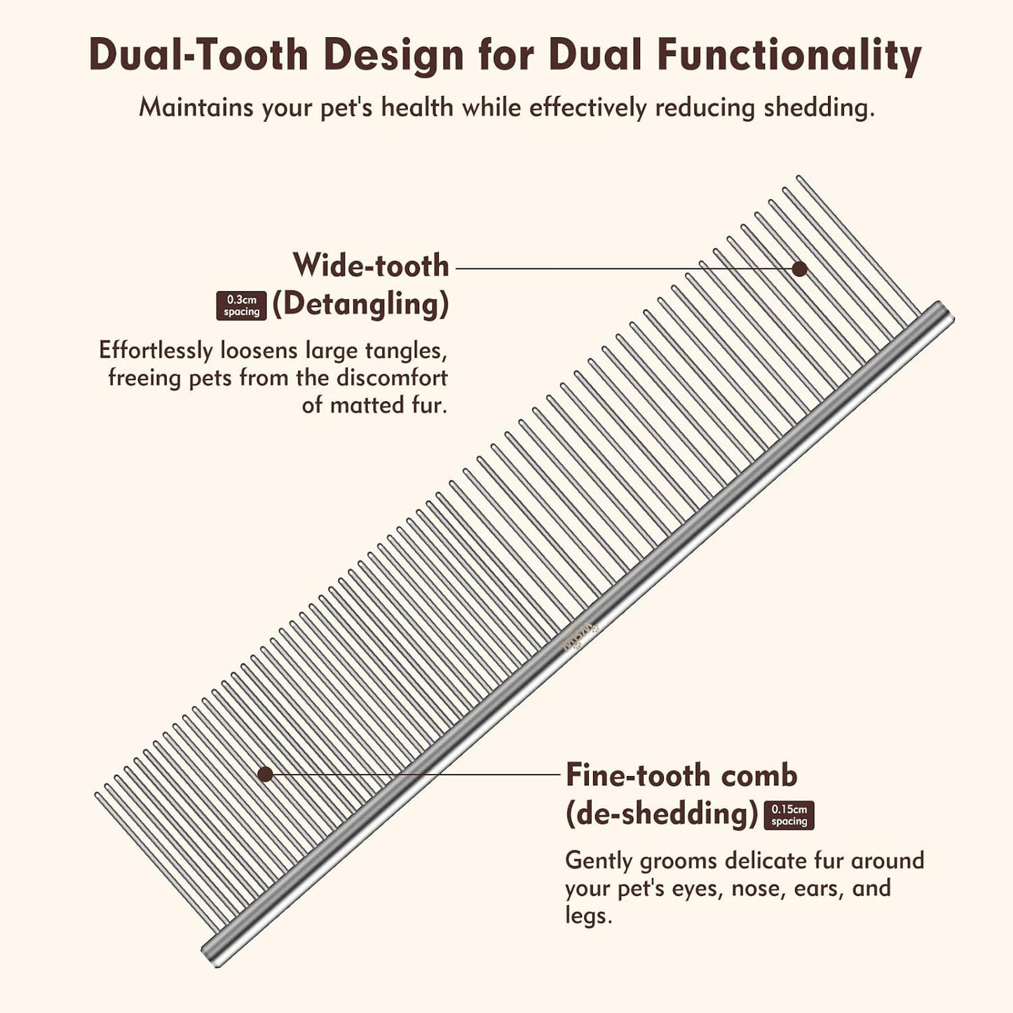 Pet owner using stainless steel comb for cat grooming