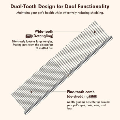 Pet owner using stainless steel comb for cat grooming