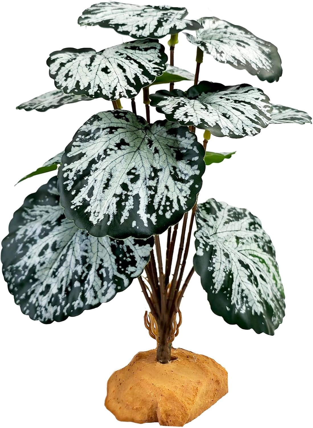 Woyrise Reptile Artificial Plants for Terrarium Decor, Amphibian Habitat Decorations Bearded Dragon Tank Accessories fit Crested Gecko Leopard Lizard Chameleon Snake Frog - White Edge Heuchera - Image 12
