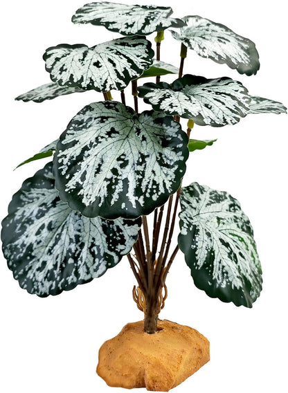 Woyrise Reptile Artificial Plants for Terrarium Decor, Amphibian Habitat Decorations Bearded Dragon Tank Accessories fit Crested Gecko Leopard Lizard Chameleon Snake Frog - White Edge Heuchera - Image 12