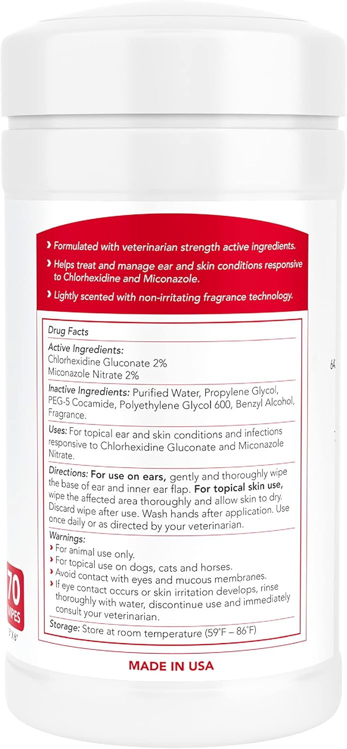 Nootie 2 percent chlorhexidine and miconazole pet wipes ingredient label