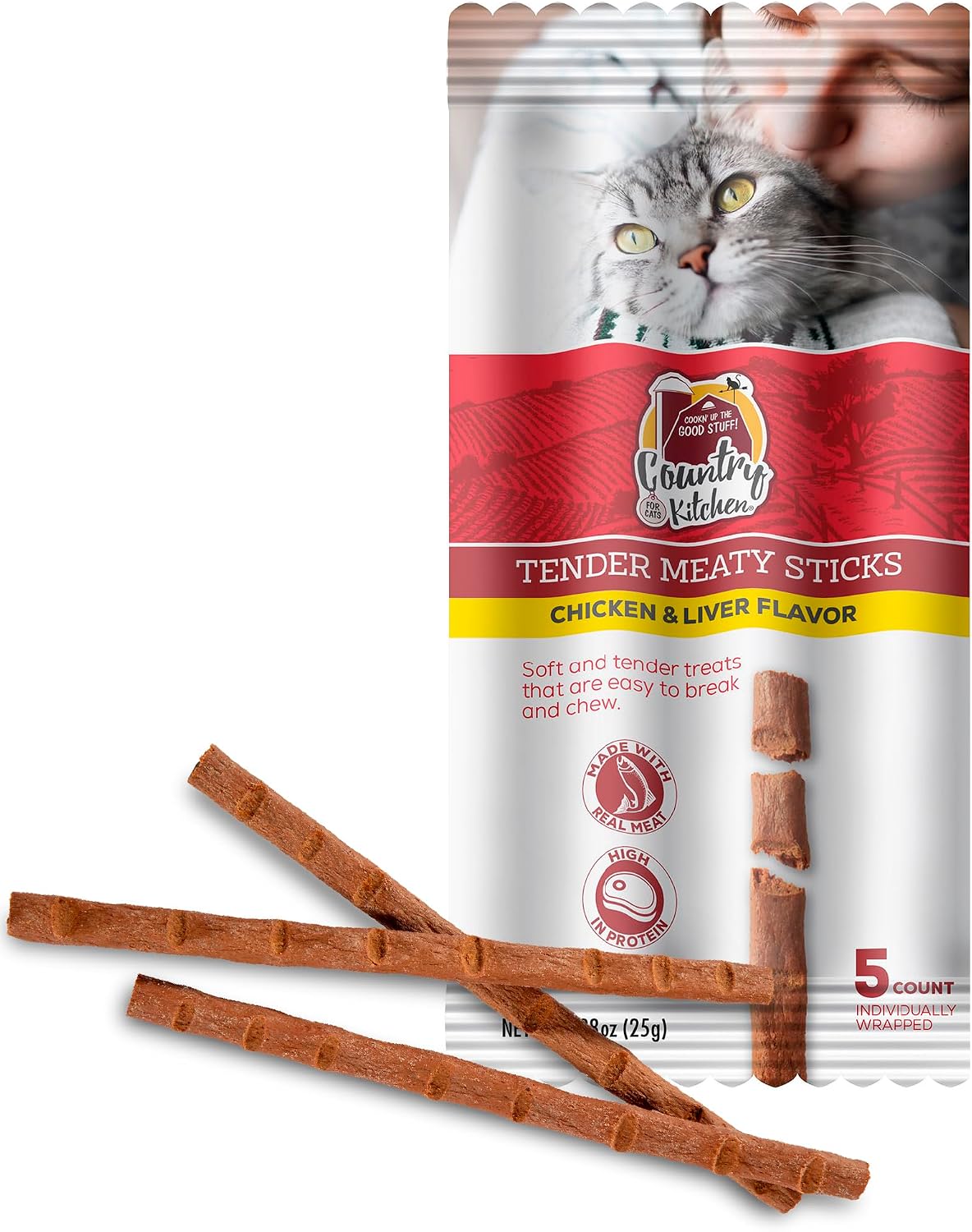 Country Kitchen Salmon & Trout Tender Meaty Sticks Cat Treats, High in Protein, Easy to Break and Chew, 0.88 Oz, 5 Count - Image 9