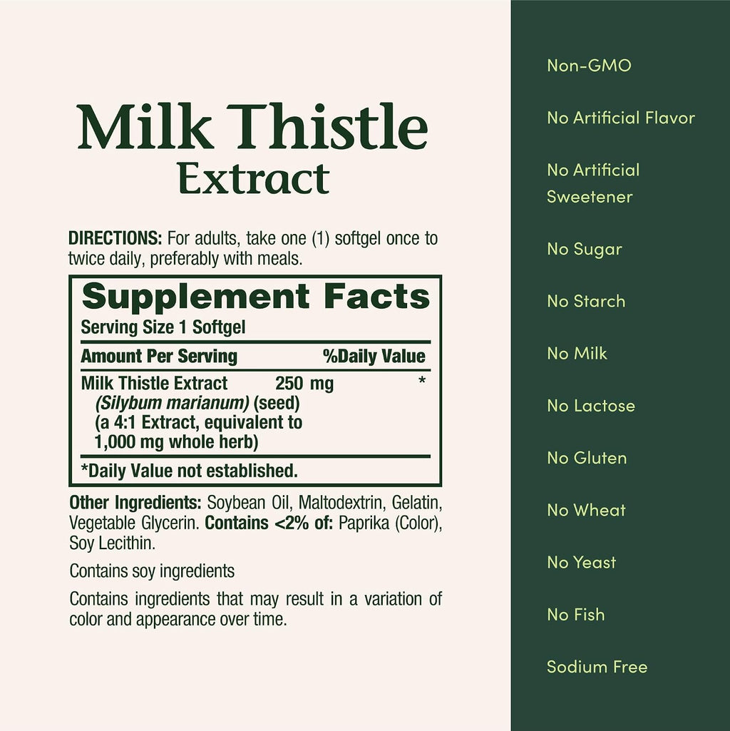 Nature's Bounty Milk Thistle 1000mg, Rapid Release Softgels, 50 Count - Image 5