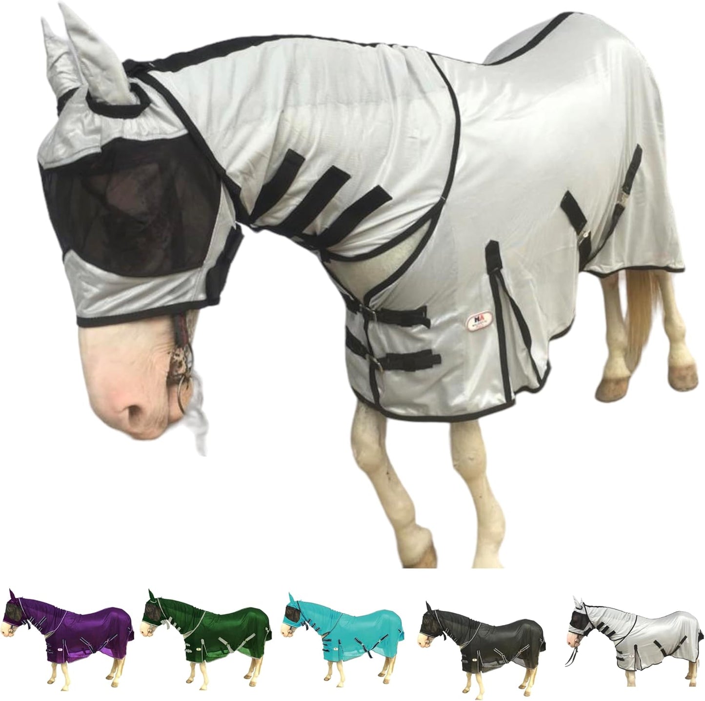 Majestic Ally horse mesh head mask detail highlighting eye clearance and insect protection weave