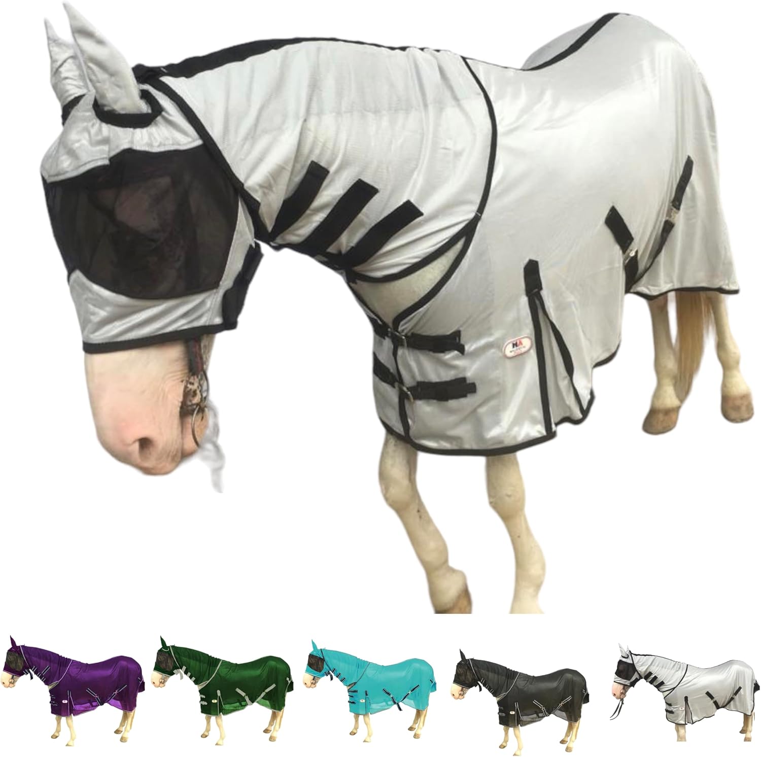 Majestic Ally horse mesh head mask detail highlighting eye clearance and insect protection weave