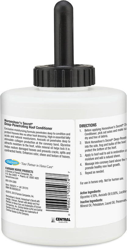 Farnam Horseshoer's Secret Deep-Penetrating Hoof Oil for Horses, Conditions Dry Hooves, Prevents Cracks, Splits & Contracted Heels, Contains Avocado, Glycerine & Mineral Oils, Fast Absorbing, 32 Oz - Image 9