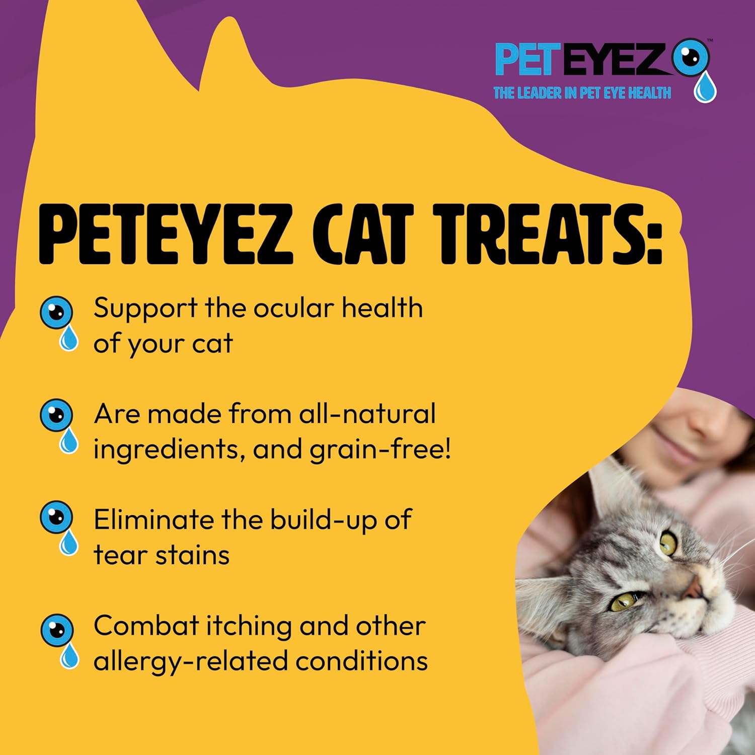 PetEyez natural tear stain solution formula for Persian cats