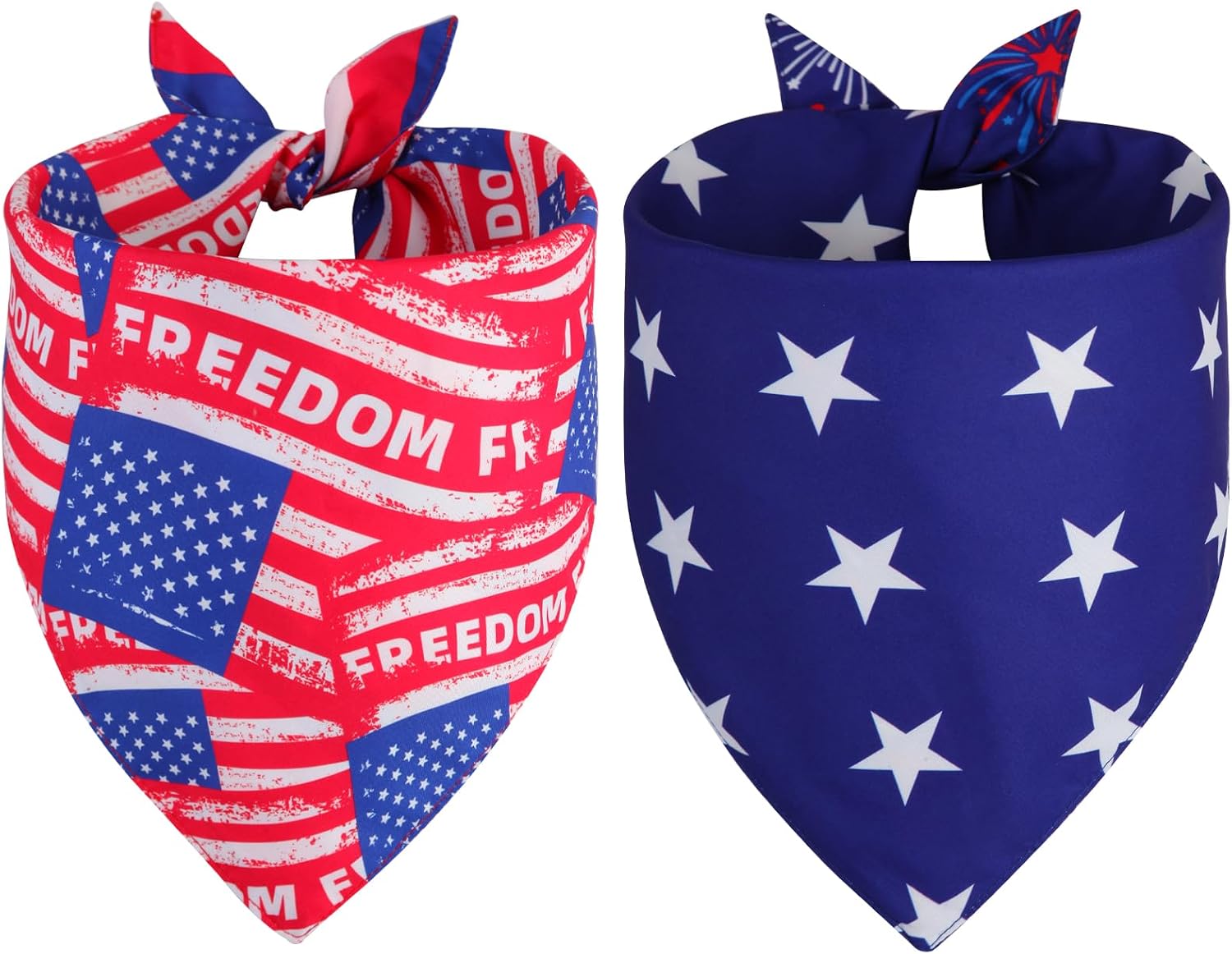 QUQULE 4th of July Dog Bandanas XLarge front view showcasing patriotic American flag patterns on large dogs.