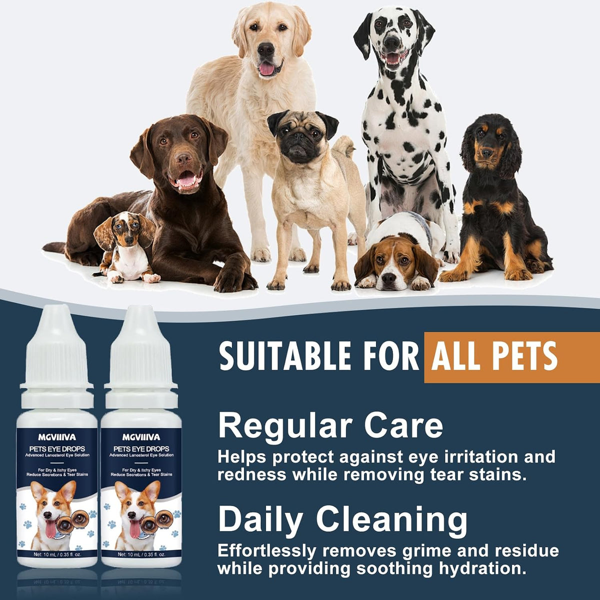 Veterinarian recommended formula for clearing tear stains and discharge in cats and dogs.
