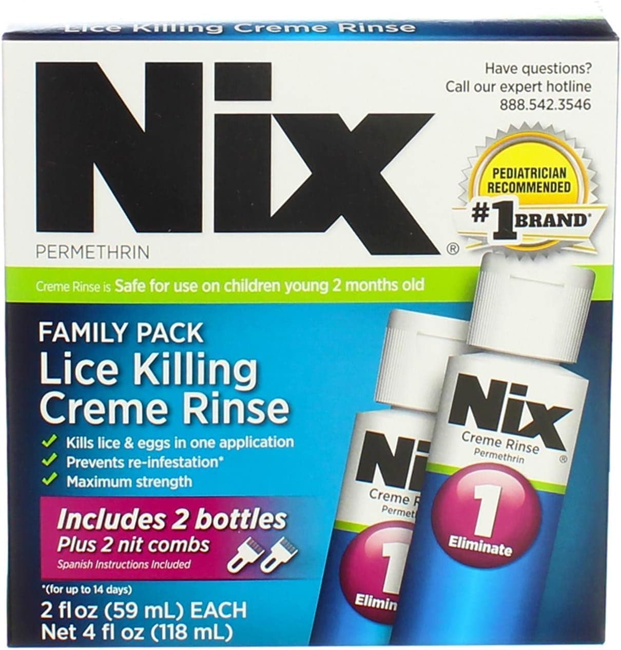 Nix Permethrin Lice Treatment Family Pack front view for lice removal