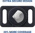 GoTags silicone tracking tag being slipped onto a one inch wide nylon dog collar strap.