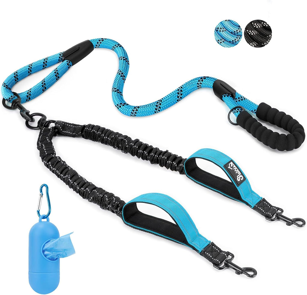 SlowTon Double Leash for Two Dogs - No Tangle Dog Leash 360 degrees Swivel Reflective Double Dog Leashes with Two Padded Handles, Shock Absorbing Walking Training for Small Medium Dogs (Black, 25-150 lbs) - Image 11