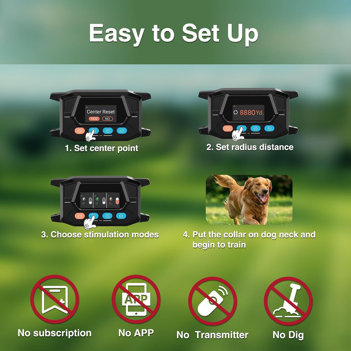 PATPET Wireless GPS Dog Fence, 9999 Yard Radius Electric Fence System, 3 Training Modes, IP67 Waterproof Collar for Medium & Large Dogs - Image 9