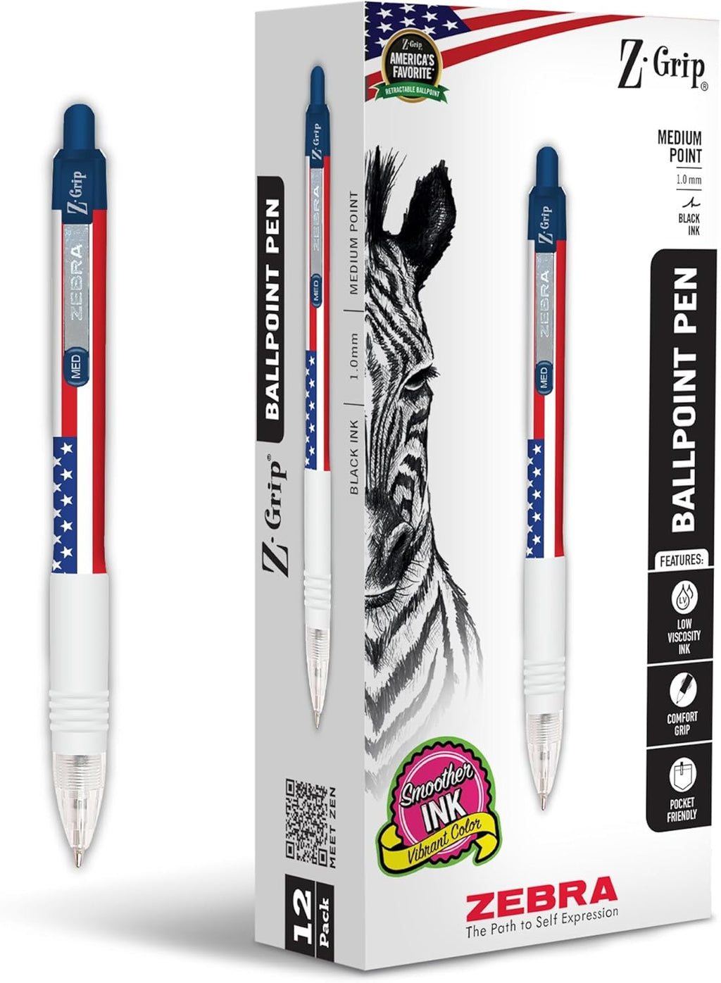 Zebra Pen Z-Grip Retractable Ballpoint Pen, Smooth-Flowing Black Ink, 1.0mm Medium Point, School & Office Supplies, Ideal for Note-Taking, Journal and Planner Use, 7-Pack (22271) - Image 13