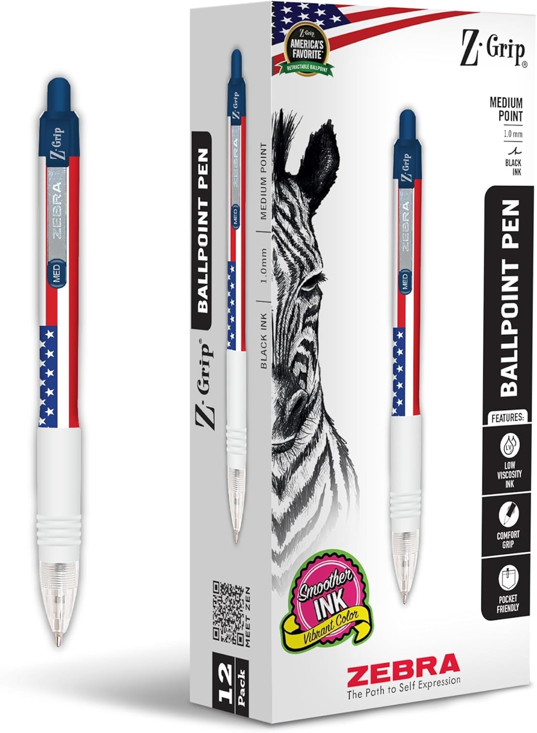 Zebra Pen Z-Grip Retractable Ballpoint Pen, Smooth-Flowing Black Ink, 1.0mm Medium Point, School & Office Supplies, Ideal for Note-Taking, Journal and Planner Use, 7-Pack (22271) - Image 13