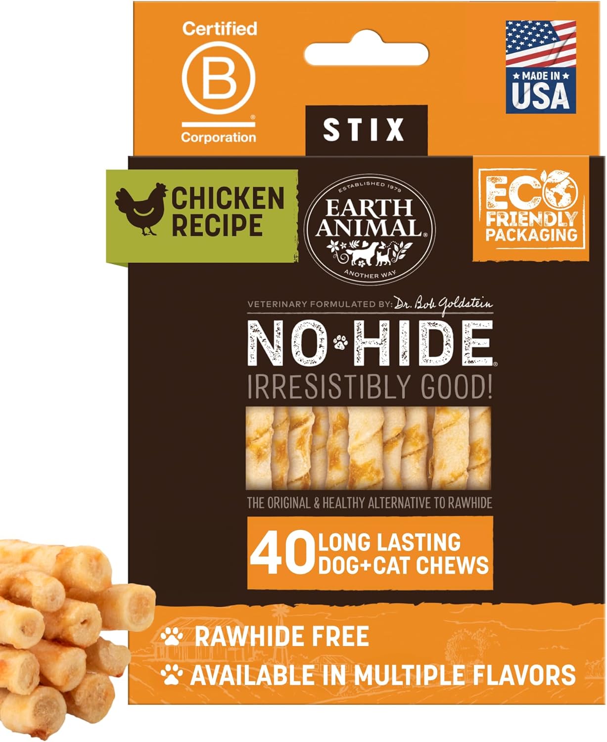 Earth Animal No Hide Stix - Long Lasting Rawhide Free Small Dog Chews Sticks, Chicken - 20 Count Value Pack - Image 11