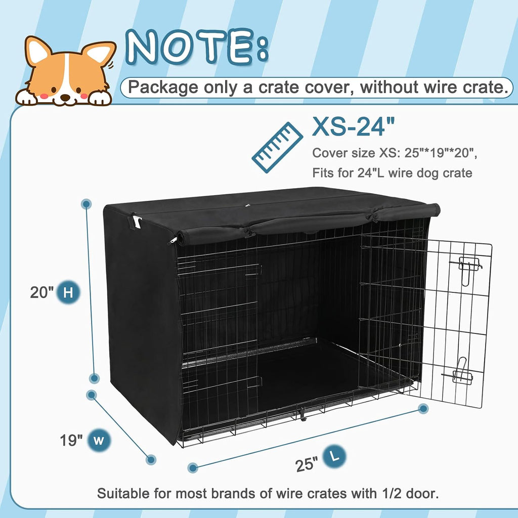 Deblue polyester pet kennel cover side view showing rolled up door panel