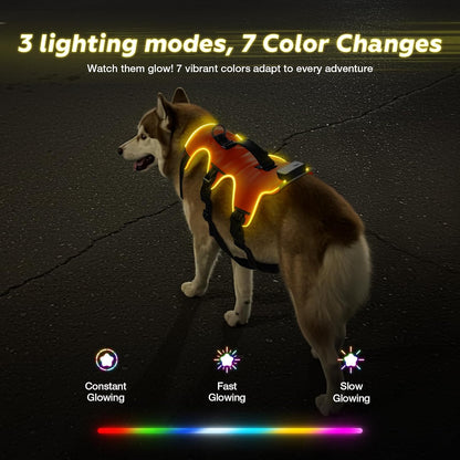 Fiveda rechargeable LED dog harness adjustable straps