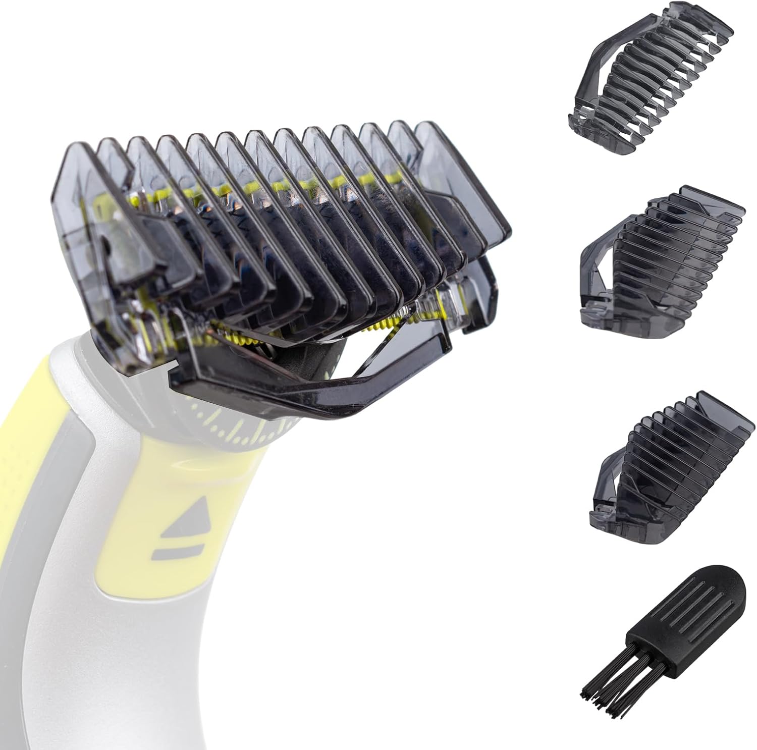 Cercgvel replacement guide combs kit front view showcasing three distinct trimmer guards on a white backdrop.