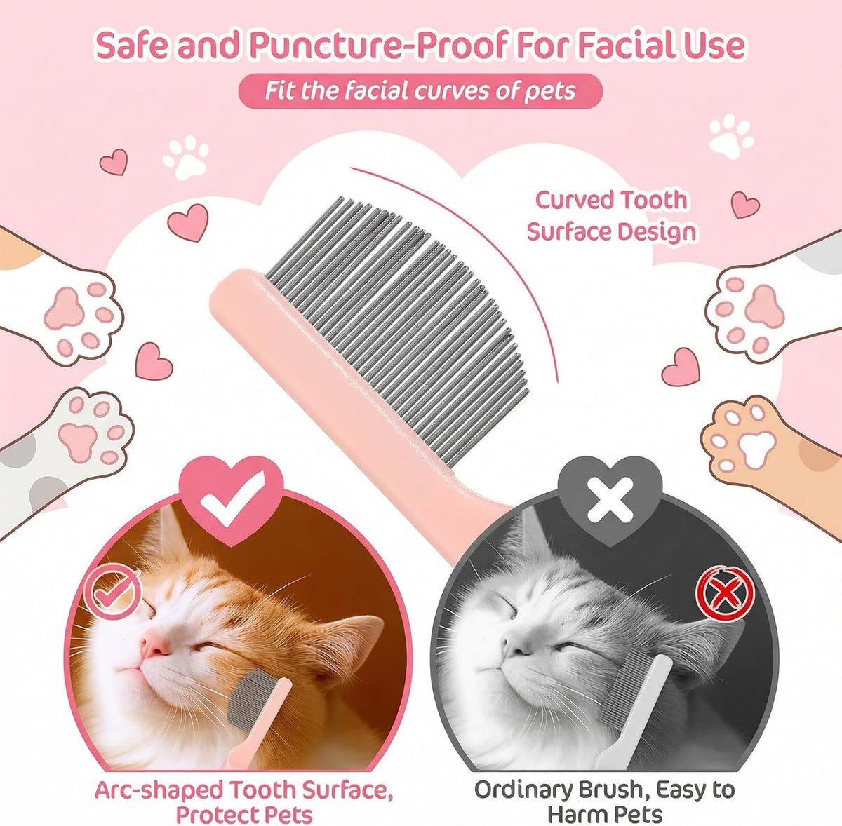 Close up of Tyqour dog grooming flea comb teeth
