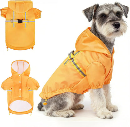 Pink strawberry patterned small dog winter slicker with safety reflective tape