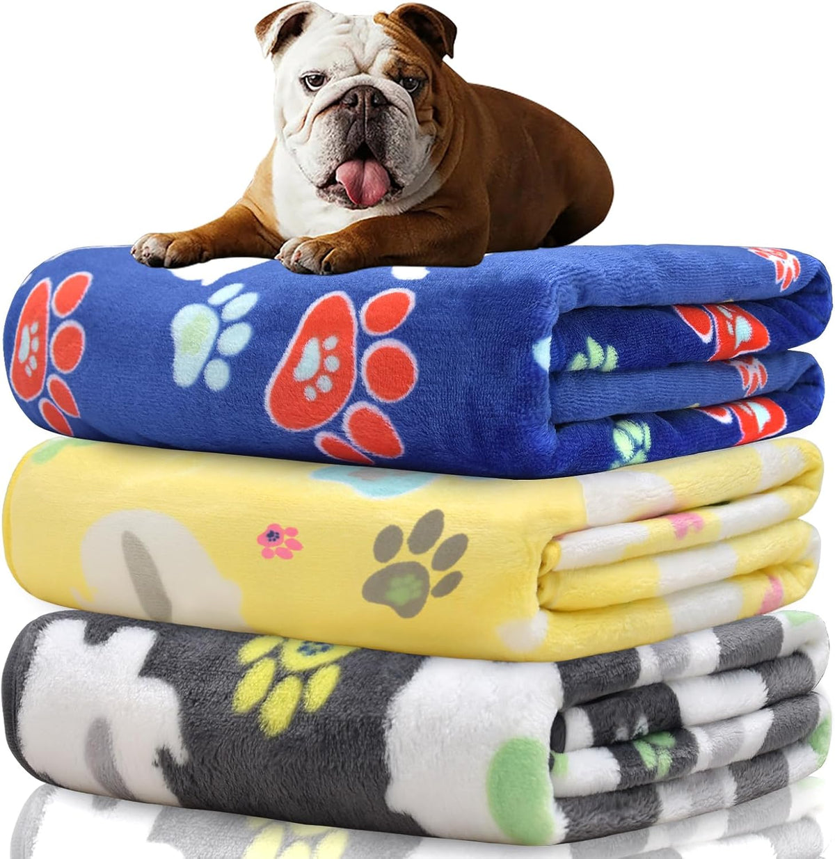 Rezutan 1 Pack 3 Blankets for Dogs, Dog Blanket for Large & Medium Pet Cat, Premium Soft Fluffy Suitable for Dog Kennels & Beds, Sofas, Gifts Puppy Essentials, 41x31inch, Gray/Blue/Beige - Image 13