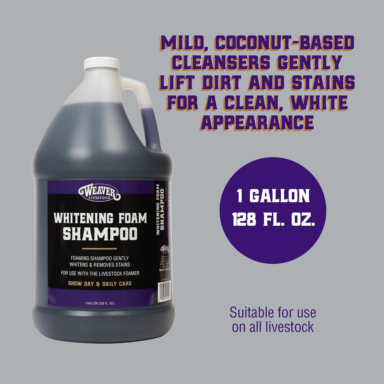 Coconut based livestock shampoo for horses and pigs stain removal