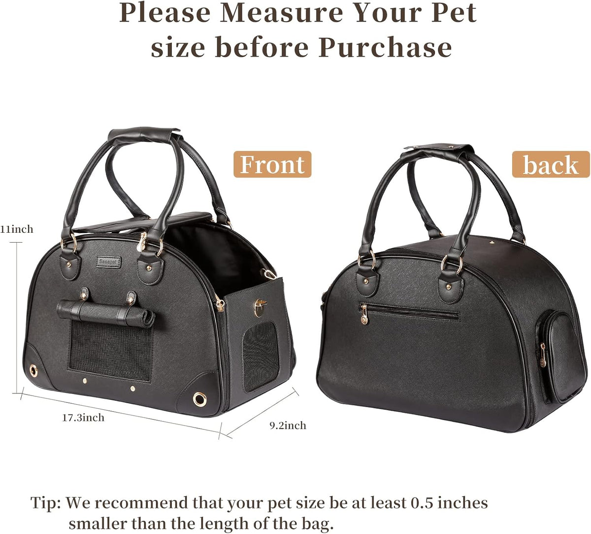 Sasapet pet carrier with gold hardware detail