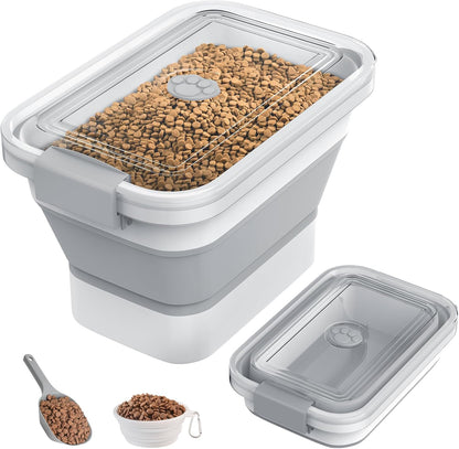 20-23 Lbs Dog Food Storage Container, Collapsible Dog Food Container with Transparent Airtight Lid,Multifunctional Pet Food Storage Container for Dog Cat,Rice,Flour,Pet Food Scoop and Dog Bowl - Image 9