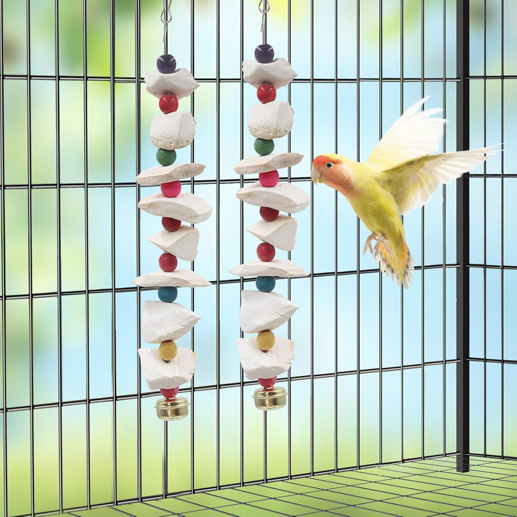 Close up of safe bird chewing toys for healthy beaks