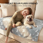 Luciphia premium fleece pet blankets spread out on a living room couch for scratch protection