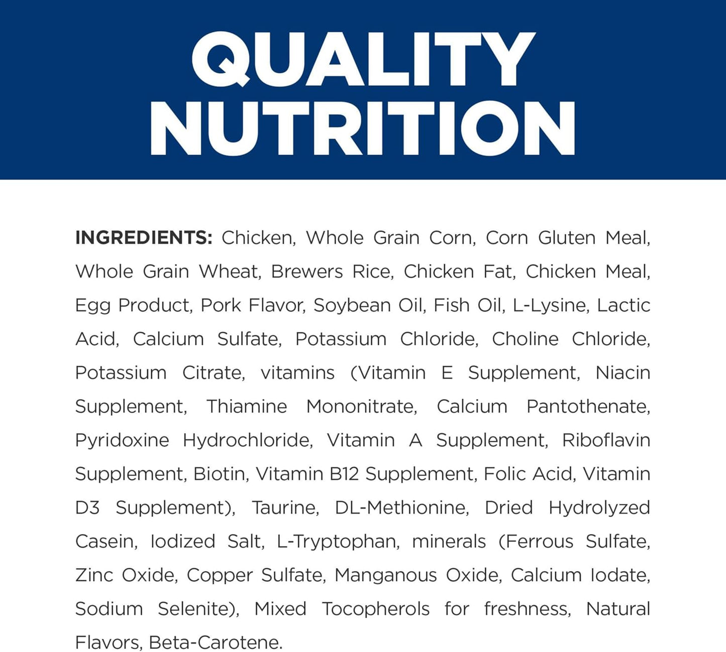 Hill's c d multicare stress 4 pound bag therapeutic chicken formula side label showing ingredients