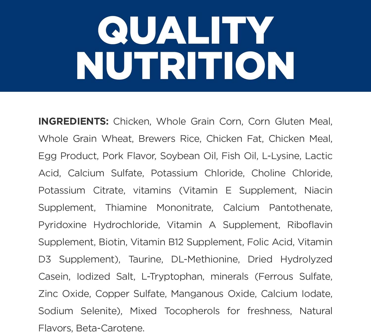 Hill's c d multicare stress 4 pound bag therapeutic chicken formula side label showing ingredients