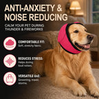 Side view of small dog wearing Yuyuso gray ear protection muff