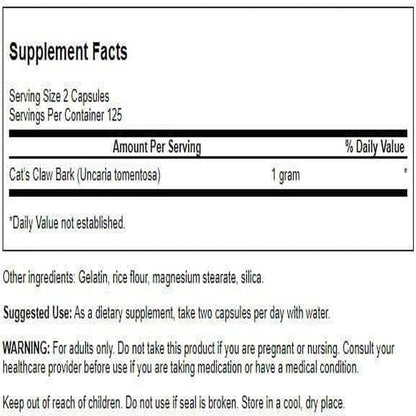 Swanson Cat's Claw herbal supplement 250 count 2 pack bundle