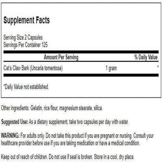 Swanson Cat's Claw herbal supplement 250 count 2 pack bundle