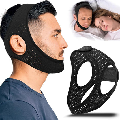 Gnaye Anti Snoring Chin Strap front view showing mesh jaw support