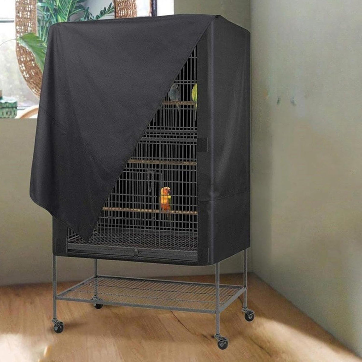 Atorse universal pet cage cover showing zipper closure detail