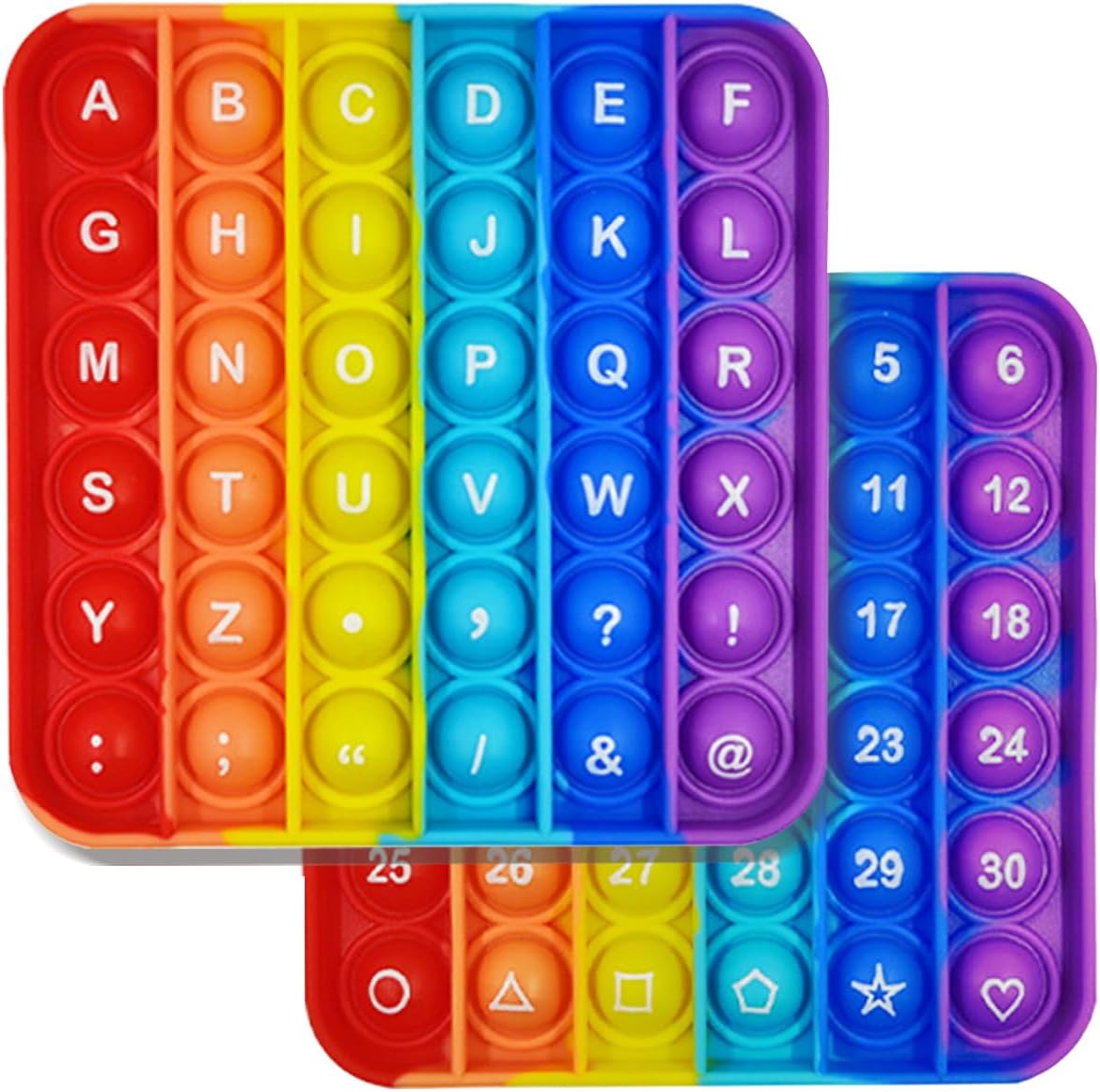 AK-SHIP 2 in 1 fidget toy educational alphabet pop board front view