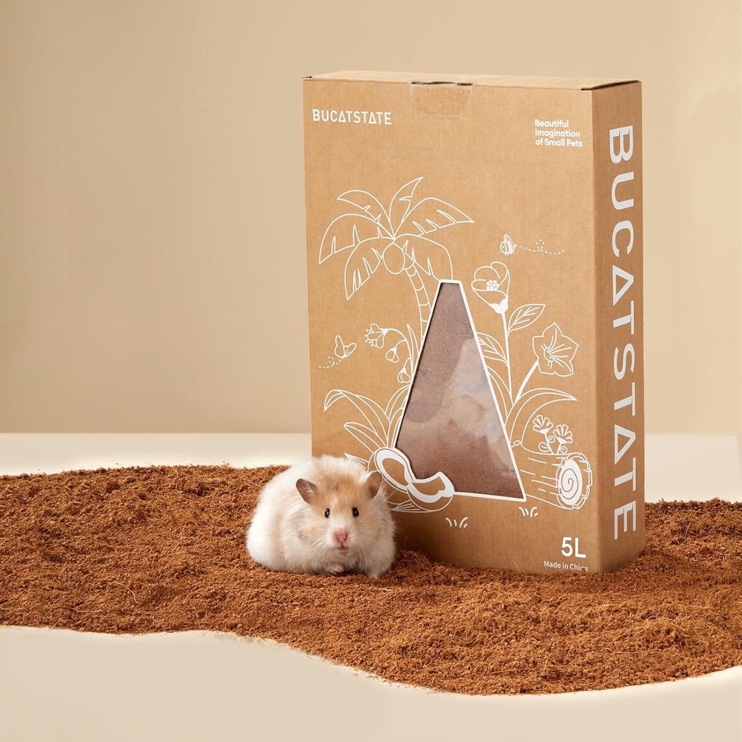 BUCATSTATE Cork Bedding 5L, Natural Hamster Bedding Odor Control for Dwarf Syrian Hamsters, Gerbils, Mice, Low-dust Hamster Substrate with Paper Hideout Box (Grain 2-4mm) - Image 10