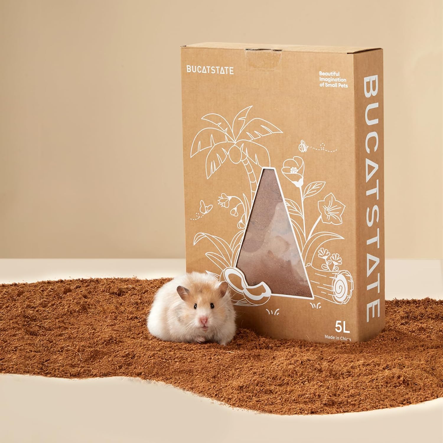 BUCATSTATE Cork Bedding 5L, Natural Hamster Bedding Odor Control for Dwarf Syrian Hamsters, Gerbils, Mice, Low-dust Hamster Substrate with Paper Hideout Box (Grain 2-4mm) - Image 10