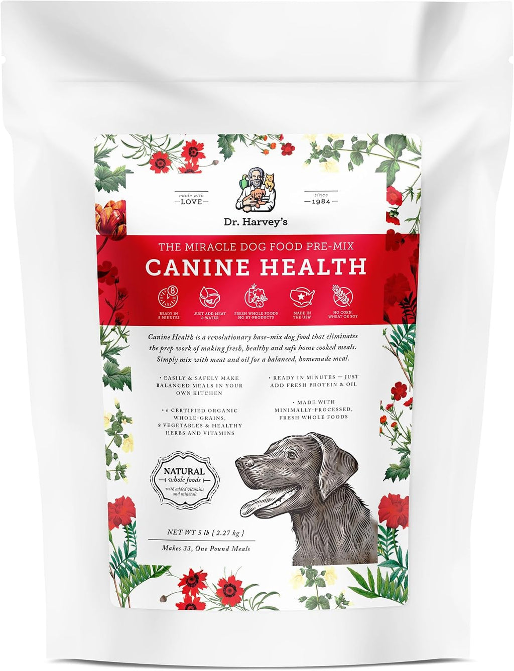Dr. Harvey's organic grains and vegetables mix in a bowl