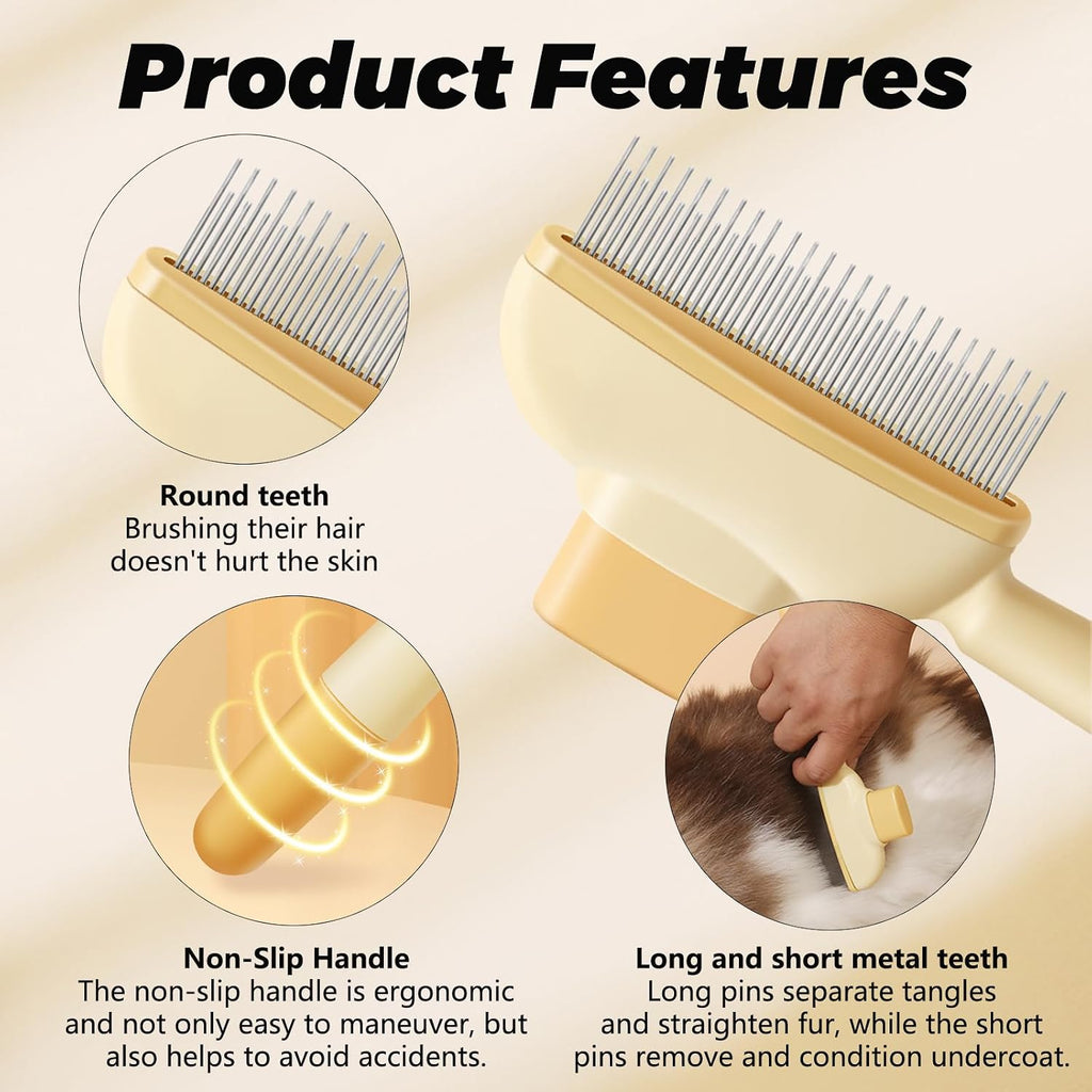 Scrutheorix ergonomic pet deshedding brush handle and release shutter assembly