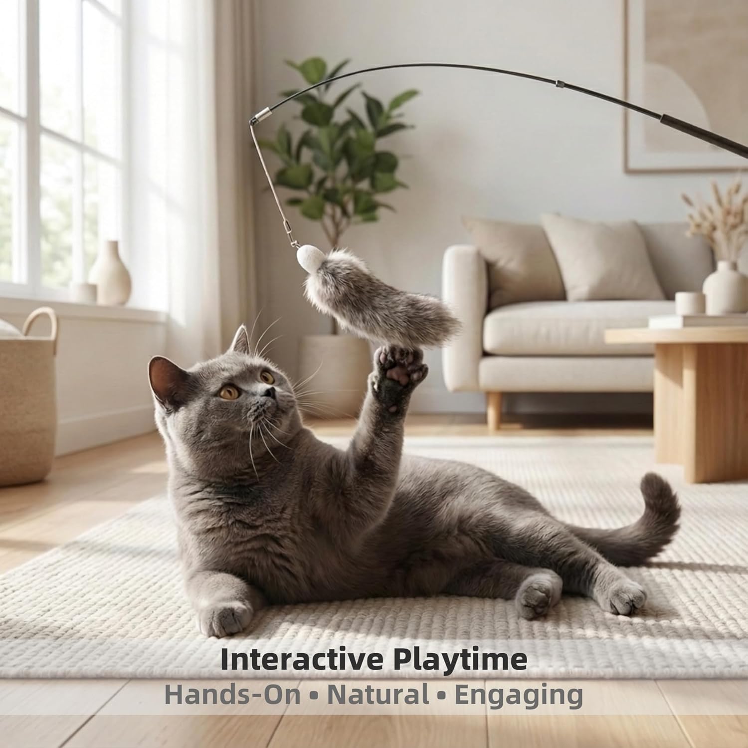 Premium imported natural cat teaser wand attachments for indoor play