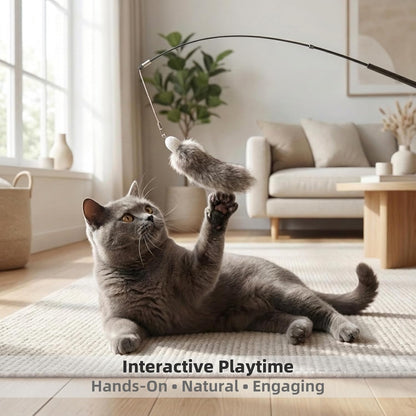Premium imported natural cat teaser wand attachments for indoor play