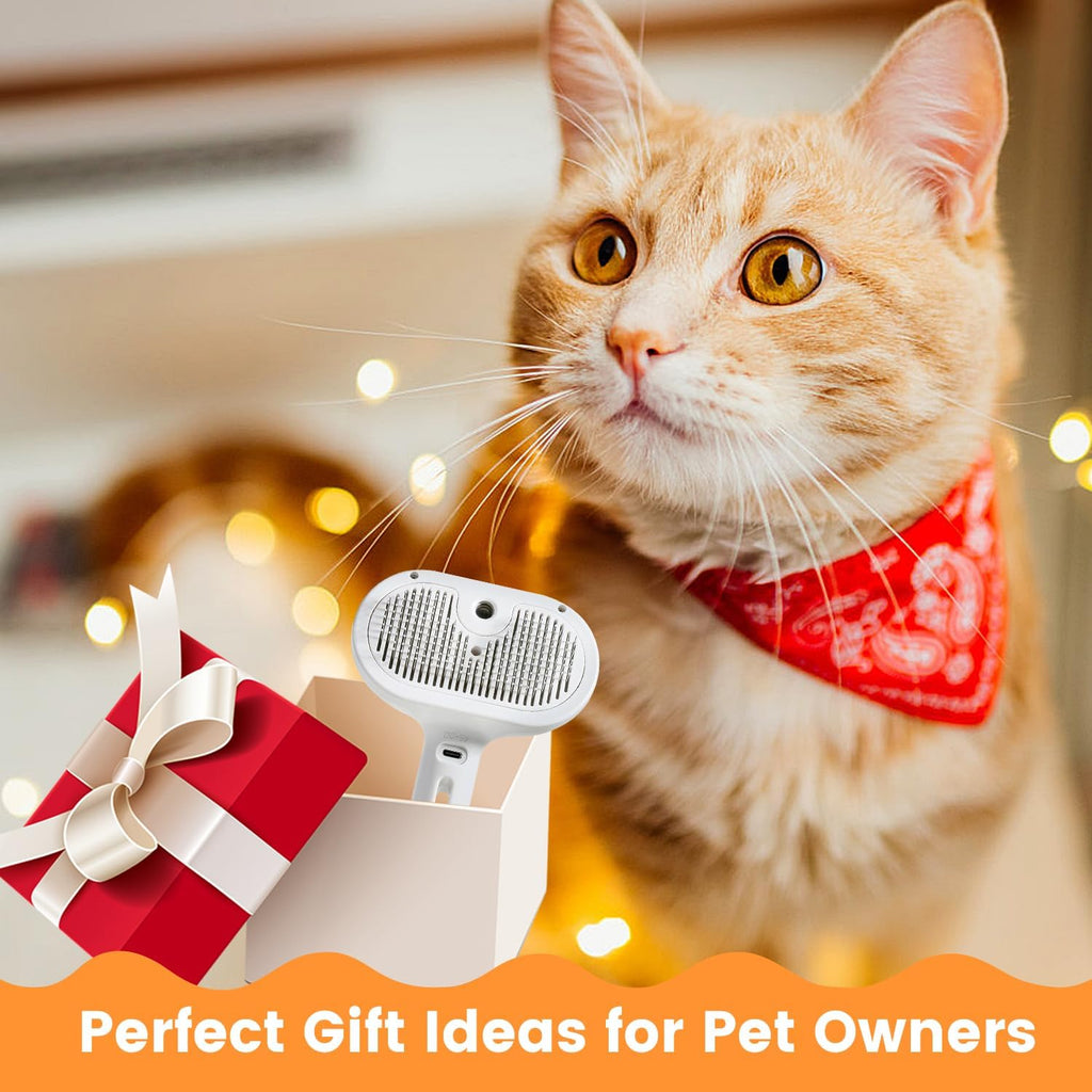 Pet Steam Brush for Indoor Cats & Dogs, Self Cleaning Cat Brush for Shedding & Grooming Supplies, Anti-Static & Anti-Flying Hair Water Mist Spray Hair Removal Comb for Long & Short Haired Animals - Image 9