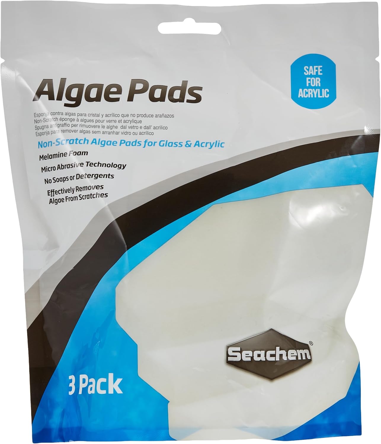 Seachem Algae Pad pack of 3 front view aquarium cleaning accessory