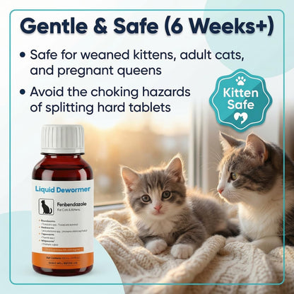 A close-up of Morvequa one hundred milliliter liquid dewormer for cats